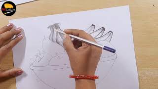 Fruit basket drawing with pencil shading step by step | beautiful fruit basket drawing