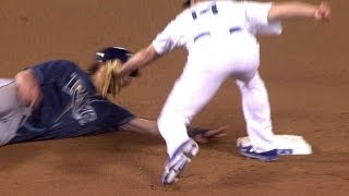 TB@LAD: Federowicz runs down Roberts for out at home