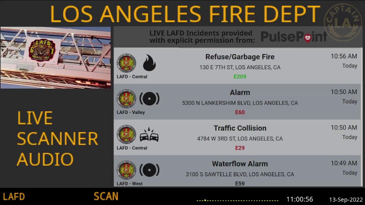 13 Sep 2022 Lafd Los Angeles Fire Department Scanner Radio Archive