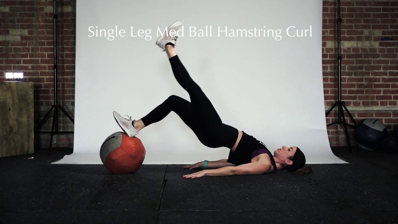 Single Leg Med Ball Hamstring Curl - YouTube