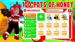 Throwing 100 Pots Of HONEY Got Me THIS MANY LEGENDARY BEES In Adopt Me! (Roblox)