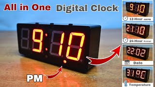 How to Make a All in One Digital Clock | Digital Table Clock With Time Date and Temperature