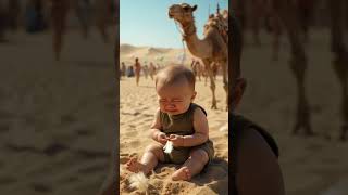 Heartbreaking! Cute Baby Left Alone in the Desert! #shorts #viralvideo #ai #babycrying