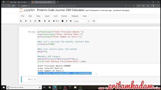 Python Source Code For EMI Calculator