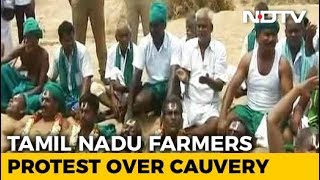 For Cauvery Board, Tamil Nadu Farmers Partially Bury Themselves In Sand