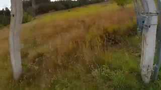FPVRacer: Quadcopter in small park trees slalom + Crashes - Part 1