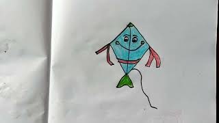 how to draw natural simple drawing kite festival drawing step by step draw painting colour# arts #3d