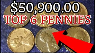 TOP 6 MOST VALUABLE PENNIES IN HISTORY! PENNIES COINS  WORTH MONEY