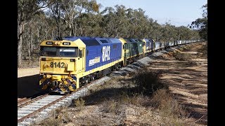 8142, G520 and 8110 power up a 1 in 43 grade into Maryborough on 7929V- 8/5/18