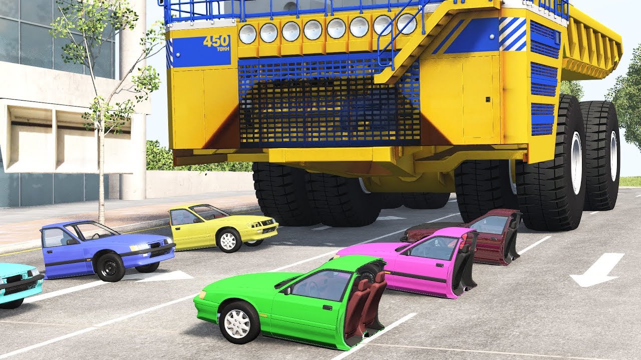 Belaz Crushes Cars - BeamNG Drive - YouTube