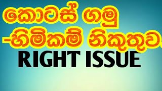 හිමිකම් නිකුතුවක් යනු කුමක්ද/Why A right Issue?