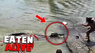 Terrifying ALBINO Crocodile Attack on Fisherman in Front of His Wife!