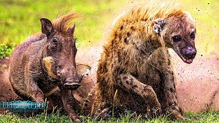 War Boar! WARTHOG Against rhinoceros, zebra, hyena and even crocodile. Warthog in action!