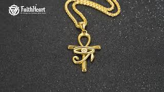 FaithHeart Egyptian Eye Of Horus Ankh Cross Necklace