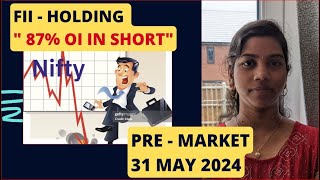 "FII :-  87% Short Position?" Nifty & Bank Nifty, Pre Market Report, Analysis, 31 May 2024, Range