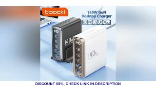 Toocki 140W GaN USB Charger 5in1 Desktop Fast Charge USB Type C Charger LED Display Charger For iPho