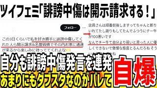 【ダブスタ】ツイフェミ「誹謗中傷は開示請求するからな！」→自分が過去に男性相手へ誹謗中傷しまくってるのが発覚www【ゆっくり解説】