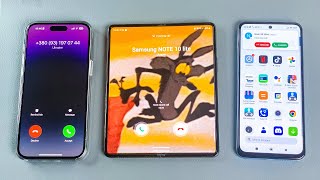 iPhone PM 14 vs Galaxy Z Fold 3 vs Xiaomi RN 11 Incoming Call at The Same Time \u0026 Conference Call