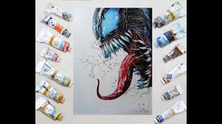 漫威系列 如何用油画颜料绘画毒液/Marvel/venom