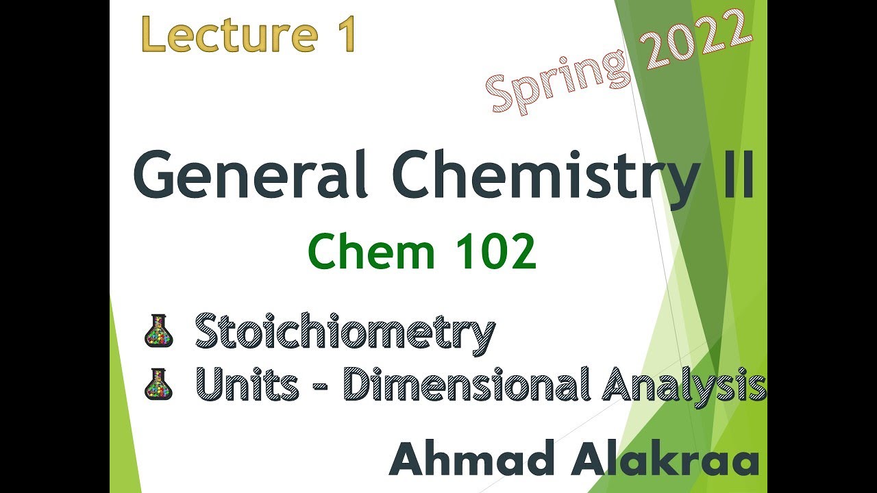 Lecture 1 General Chemistry Ii Chem 102 Youtube