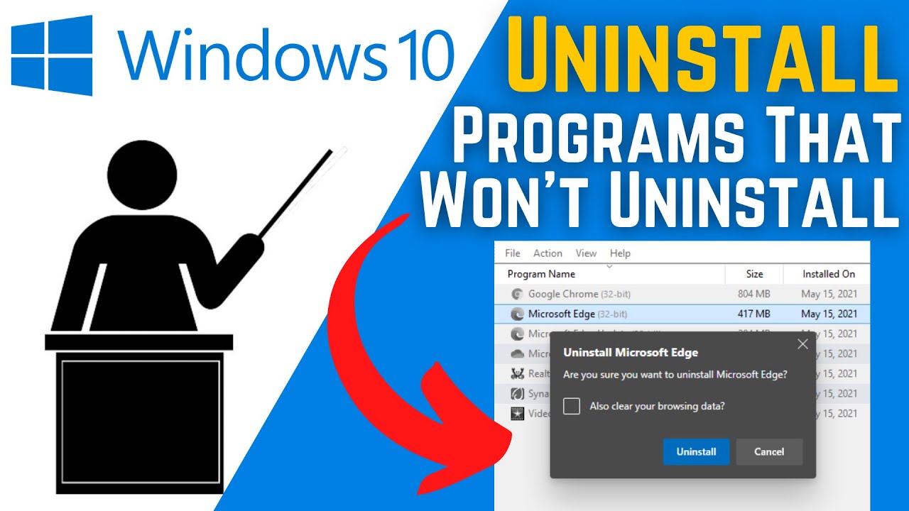 How To Uninstall Programs On Windows 10 That Won't Uninstall - YouTube