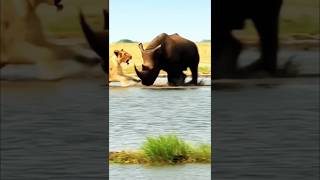 Epic Showdown: Lion vs Rhino Battle in the River Caught on Camera