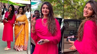 Actress Sree Leela and Her Mother Spotted @ Jubilee Hills Peddamma Temple | Sree Leela Birthday | FL