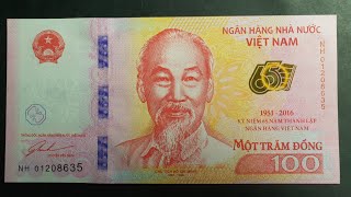 State Bank of Vietnam 65 anniversary 2016 100 dong banknote