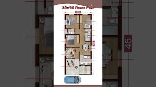 20’× 45’ perfect house plan, 3 Bhk with car parking, 20 by 45 home plan, 20*45 house plan