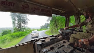 MSRTC DEVRUKH - LANJA BUS RIDE FROM DEVRUKH TO SAKHARPA | MSRTC BUS CABIN RIDE IN RURAL KONKAN