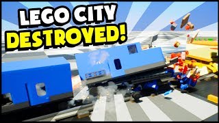 Lego Train vs Lego City & Lego Crossout Swat Truck Destruction (Brick Rigs Gameplay)