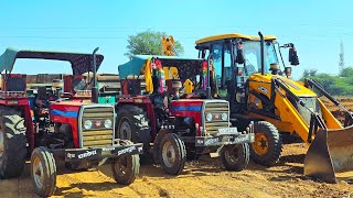 Massey 241 Eicher 480 Mahindra 475 Di Tractor Stuck in Mud Overturned JCB 3dx | Jcb Tractor Video