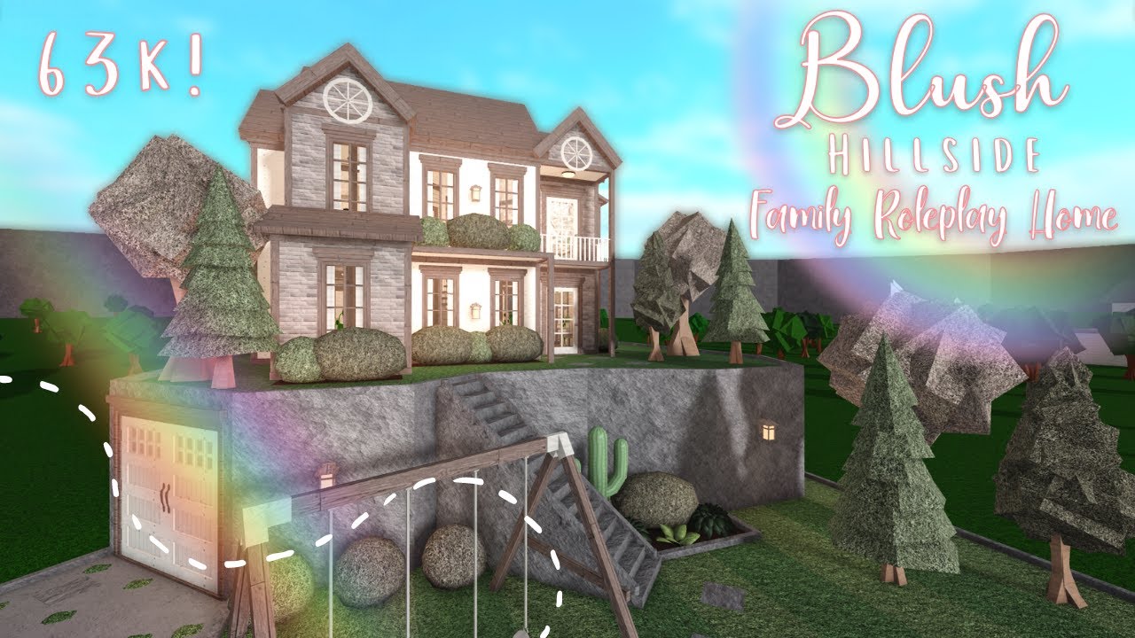 Roblox Bloxburg | Blush Hillside Family Roleplay Home | 63k ...