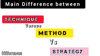 Difference between Strategy vs Technique vs Method Definition