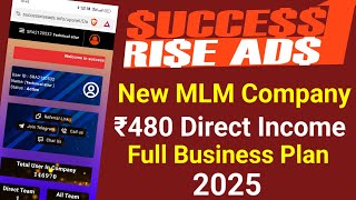 SUCCESS RISE ADS || New MLM Company Full Business Plan 2025 | Daily Ad's View income