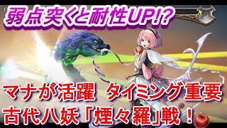 アナザーエデン　弱点突くと耐性ＵＰ！？マナが活躍！クイーンオブハートと子夜のサンドリヨンを使いこなそう！古代八妖「煙々羅」攻略戦！