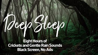 Rain and Cricket Sounds for Sleeping, Black Screen, 8 Hours, No Ads, Crickets and Rain Sleep Sounds