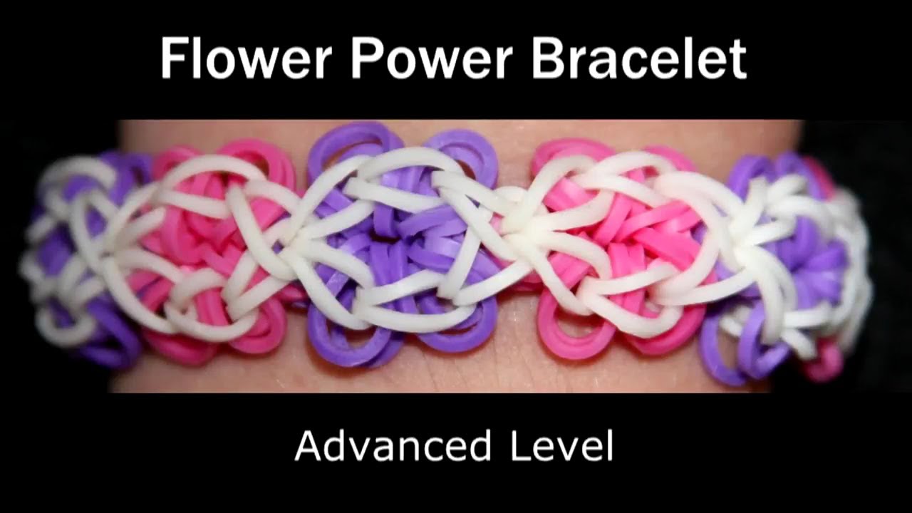 How To Make A Rubber Band Flower Power Bracelet - Hard Level - YouTube