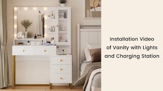 Installation video of   makeup vanity with lights and charging station