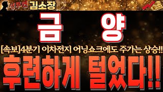 [금양 주가 전망]4분기 이차전지 어닝쇼크에도 주가는 상승!! 2024년 주가에 발목을 잡았던 리스크는 후련하게 털었습니다!! 이제부터가 중요합니다.꼭 대응전략 확인하세요. #금양