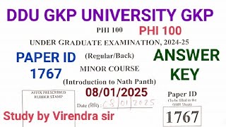 PHI 100 ANSWER KEY 08/01/2025 DDU GKP UNIVERSITY GKP