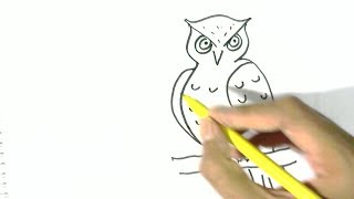 How to draw an Owl- in easy steps for children. beginners