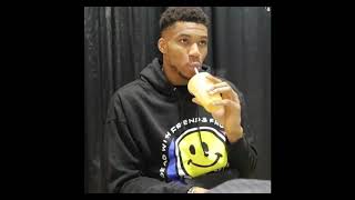 Giannis too focus  on his mango smoothie during interview. Bucks | NBA 2020-2021.