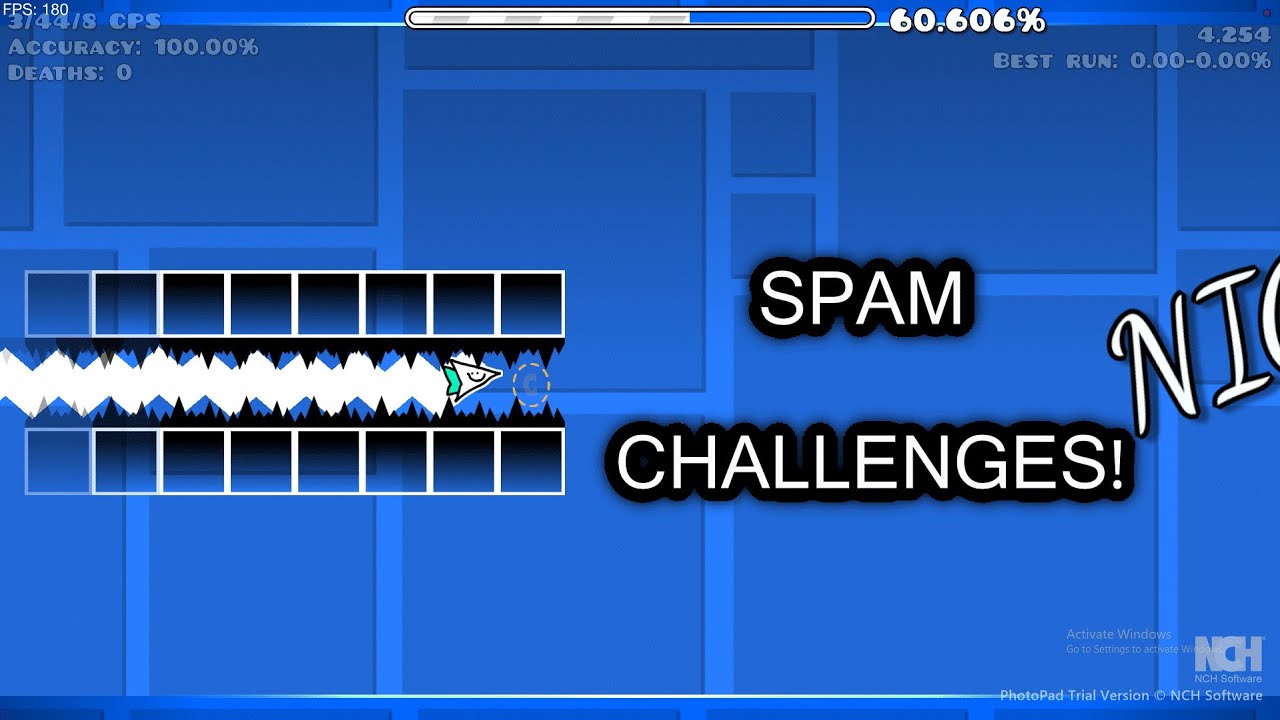 Beating Geometry Dash Spam Challenges Youtube