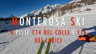 4K 🔴 MONTEROSA SKI 🔴 4. Piste C14 e C15 (rosse) 🔴 Day 2 🔴 4.2.2025