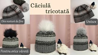 Caciula simpla tricotata - Pentru incepatori  -cu elastic englezesc - un model unisex