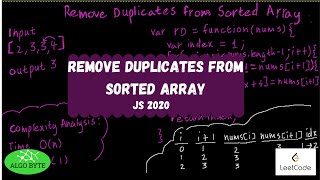 Amazon & Microsoft's REMOVE DUPLICATES FROM SORTED ARRAY | LEETCODE |JAVASCRIPT |