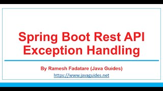 Spring Boot REST API Exception Handling