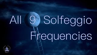 All 9 Solfeggio Frequencies | Sleep & Meditation Music | Full Body Healing | 9 hours Night Screen