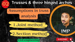 02* Assumptions in truss analysis | Truss analysis method | joint method | section method#education